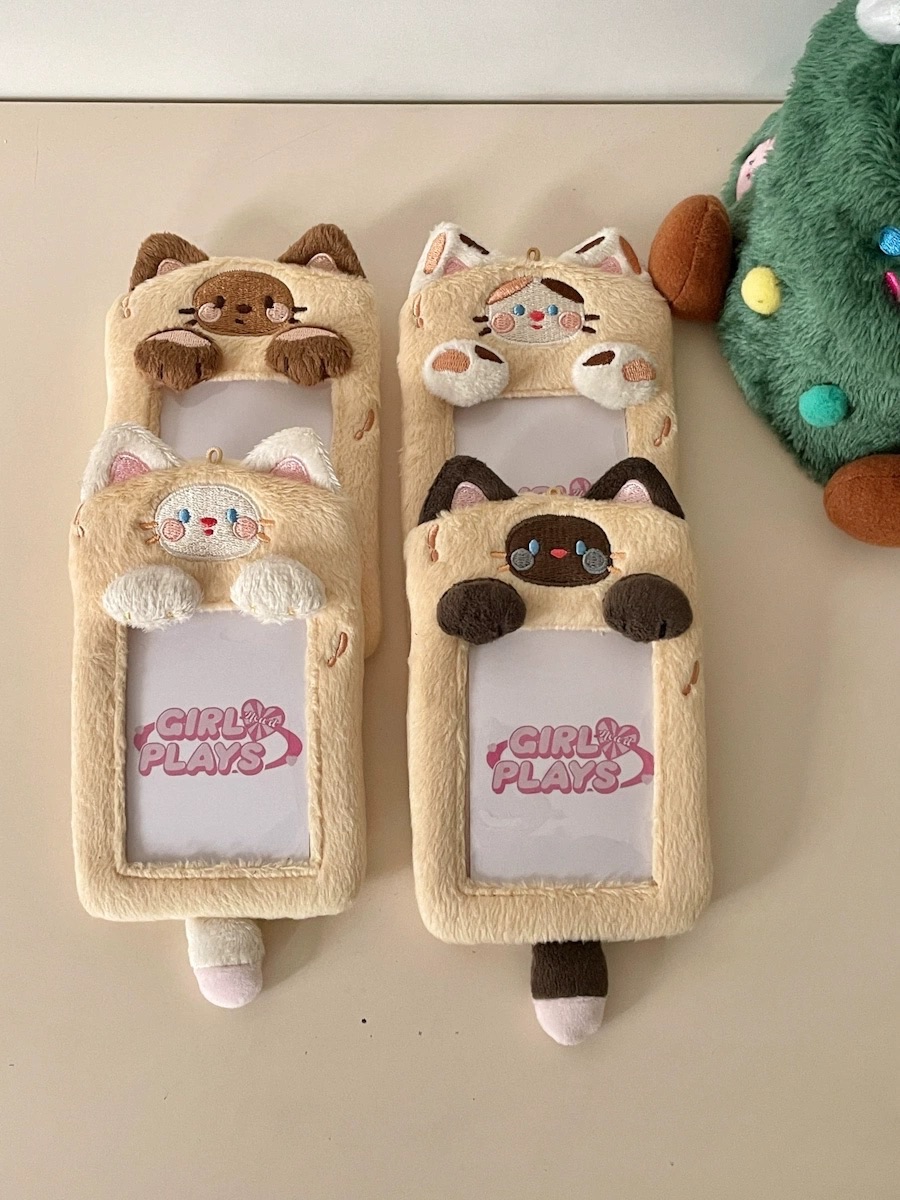 可愛餅乾貓咪毛絨卡套