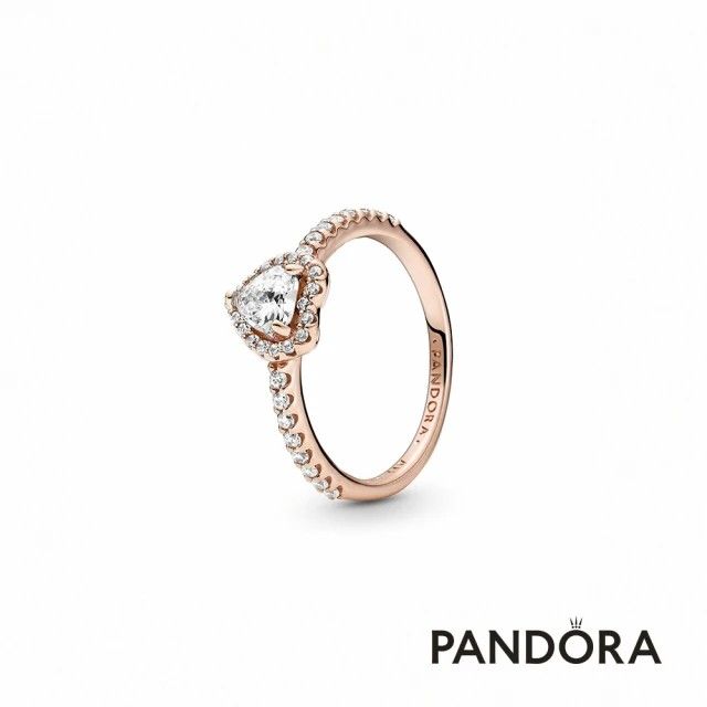＜預購＞潘朵拉 璀璨立體心形寶石戒指 玫瑰金