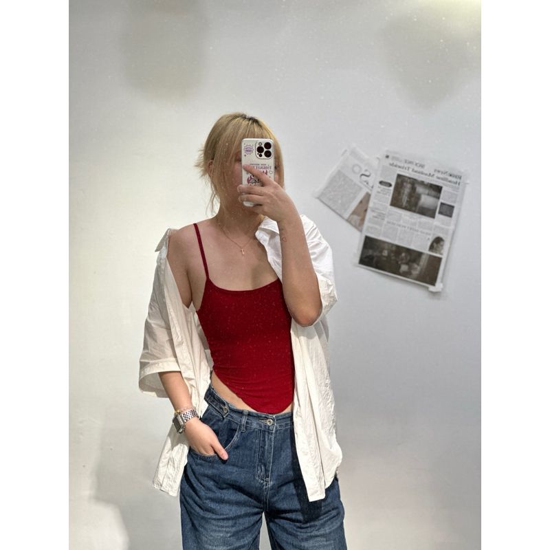 𝑶𝑱𝑰𝑮（包覆性滿級分） 圓弧剪裁純色胸墊背心