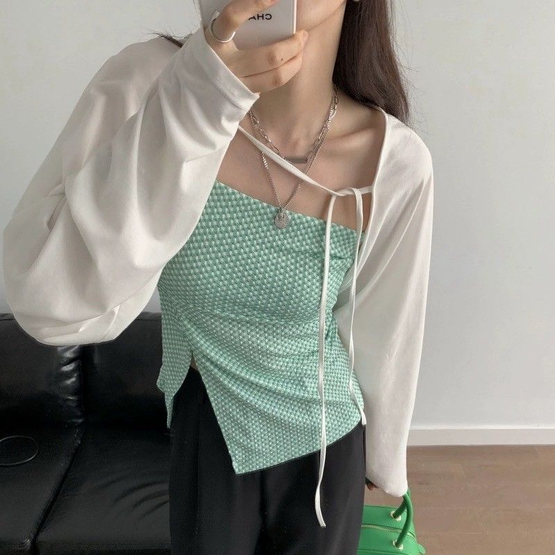 𝑶𝑱𝑰𝑮（-3度涼感） 韓系涼感綁帶罩衫
