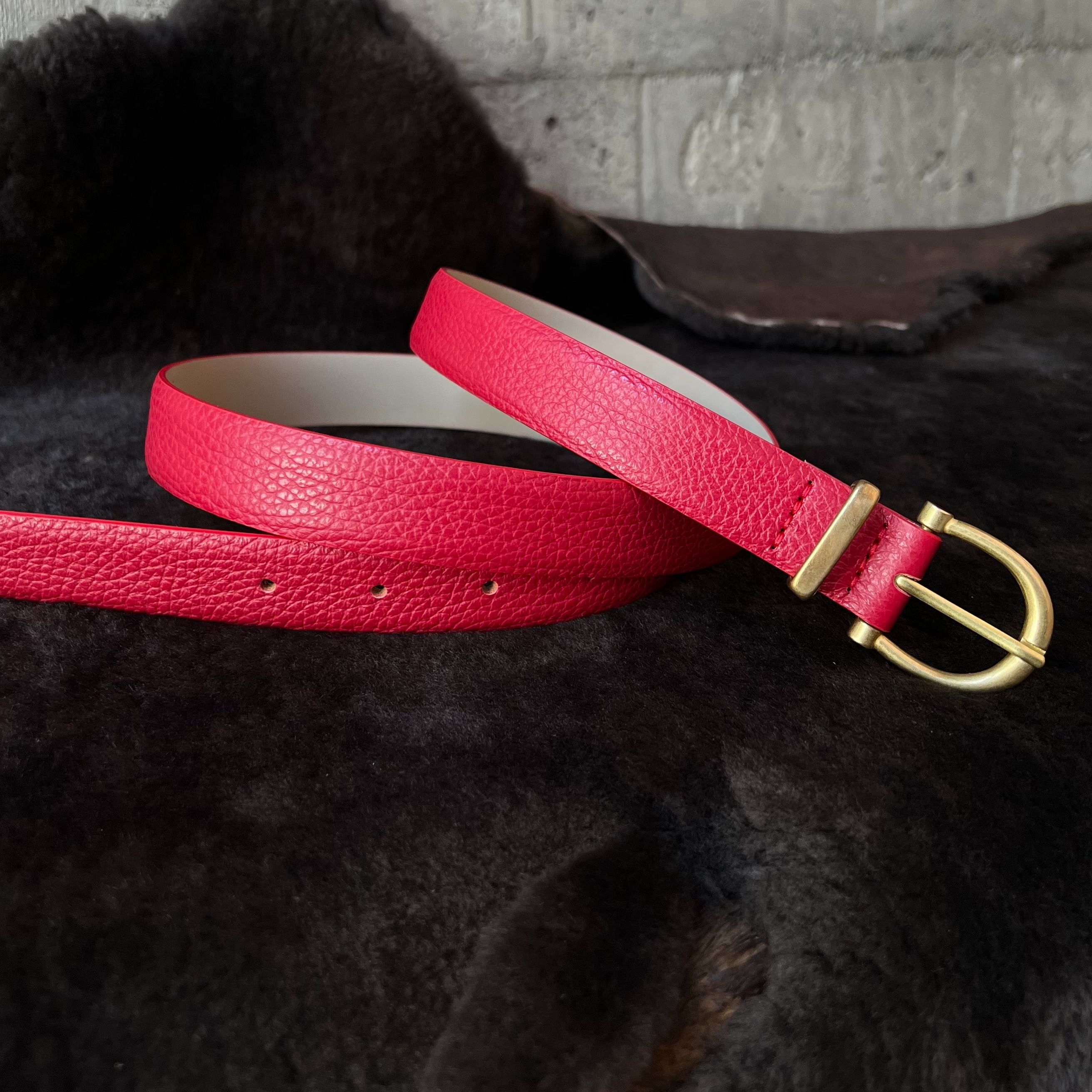 2.5cm寬皮帶  26.荔枝紅