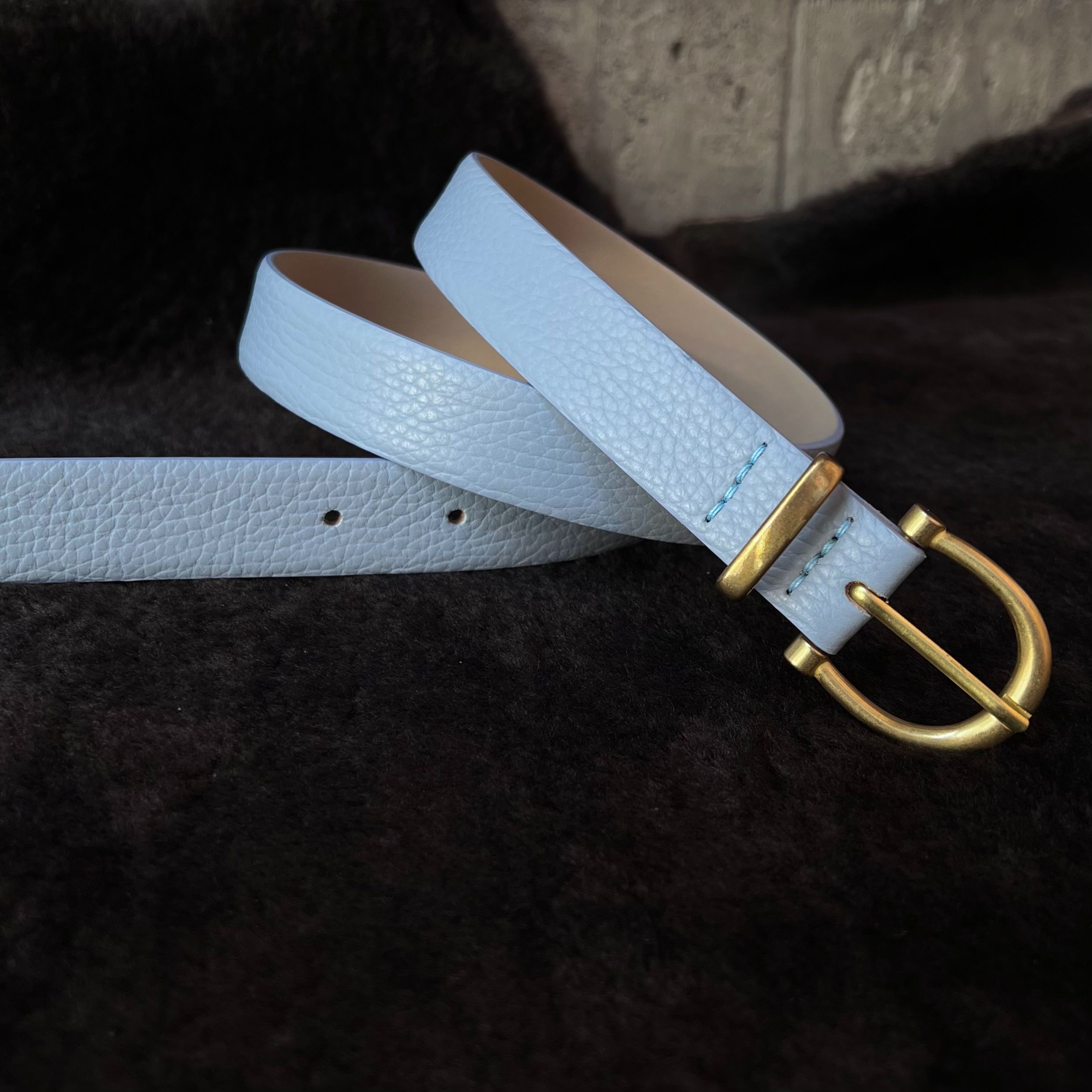 2.5cm寬皮帶  28.荔枝天藍