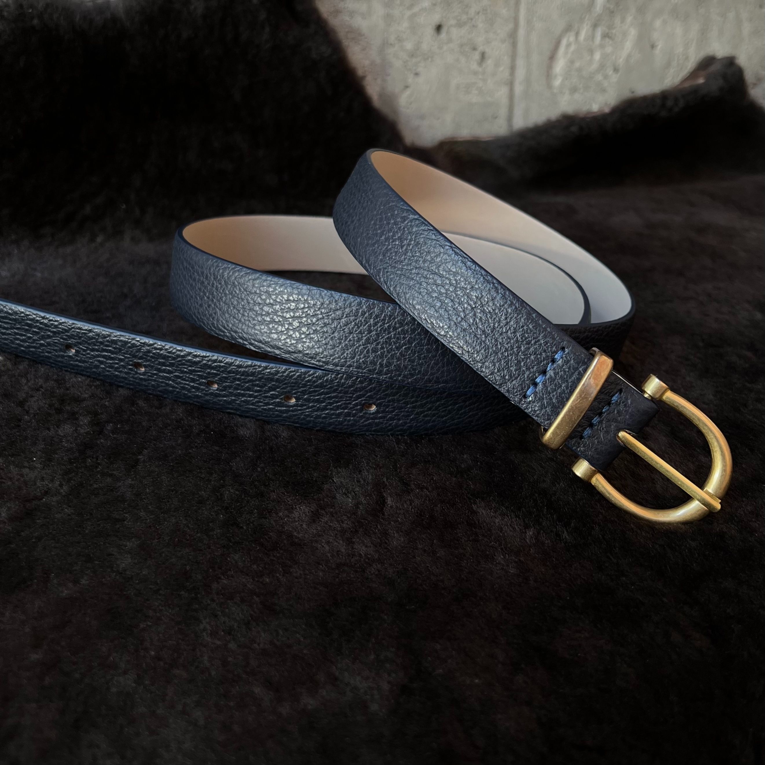 2.5cm寬皮帶  29.荔枝海軍藍