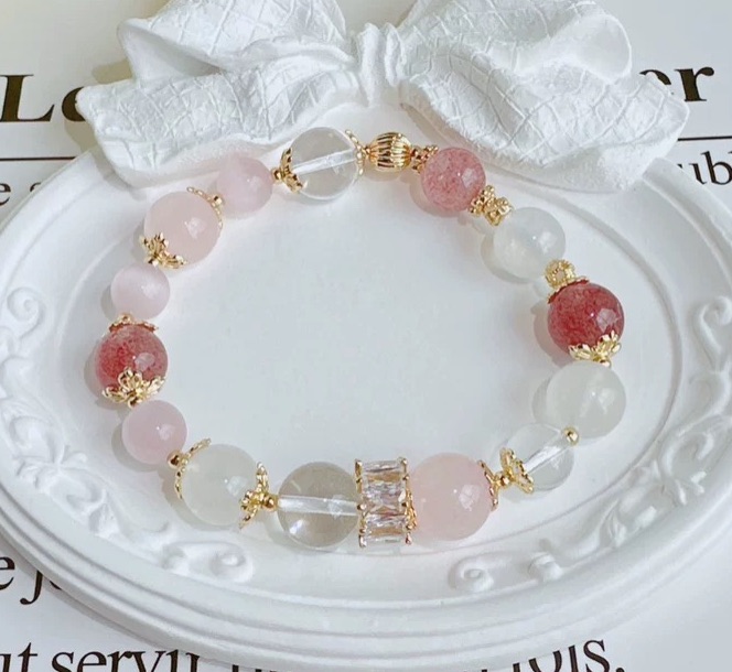 ✅草莓晶+月光石+白水晶+粉水晶✅