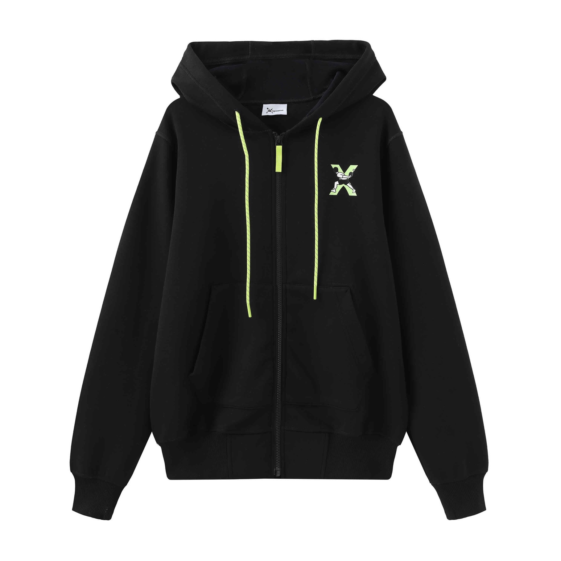 Xuperman 秋季黑色連帽拉鍊外套_已絕版
