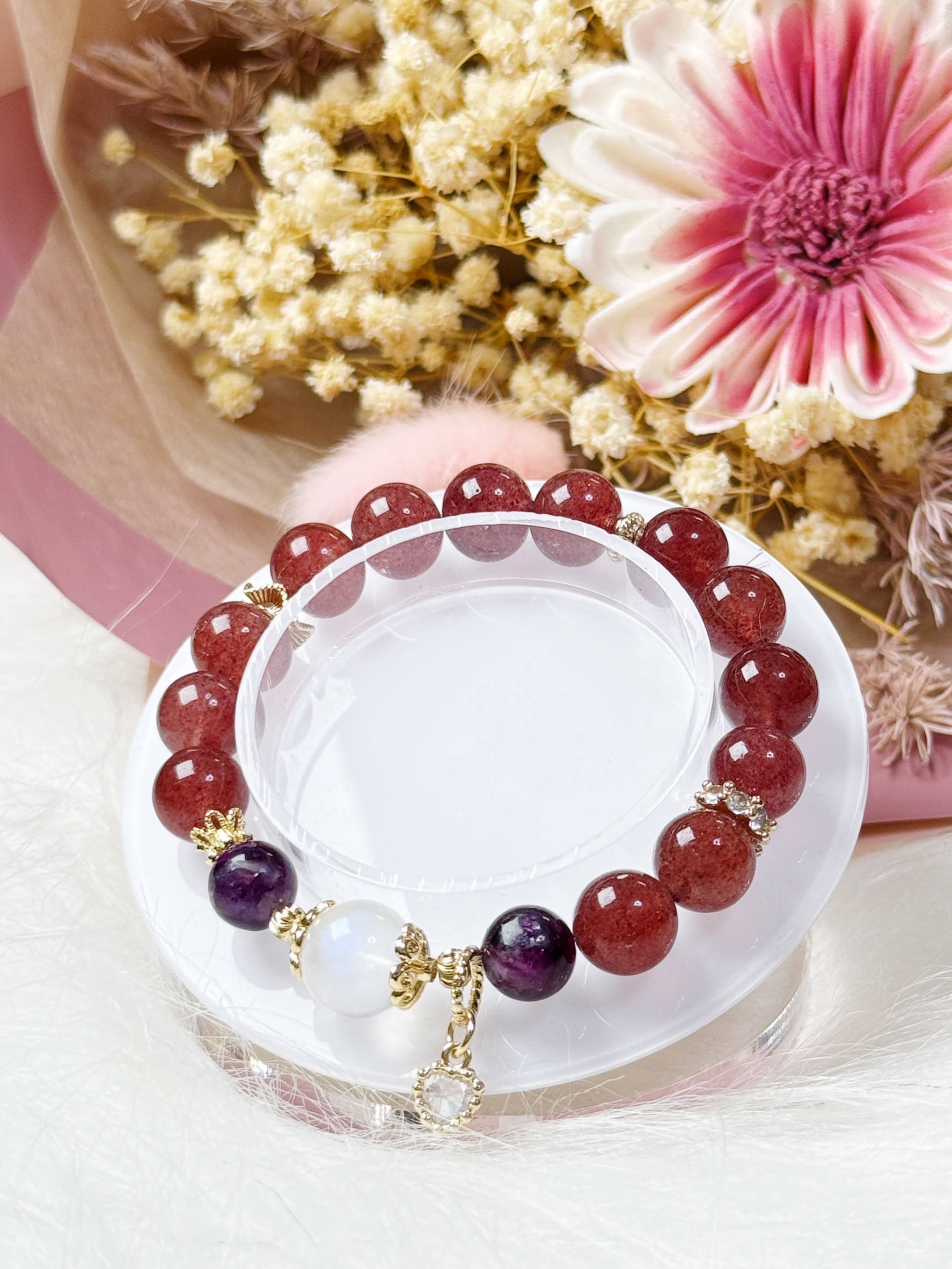 頂級鴿血紅星光草莓晶設計款