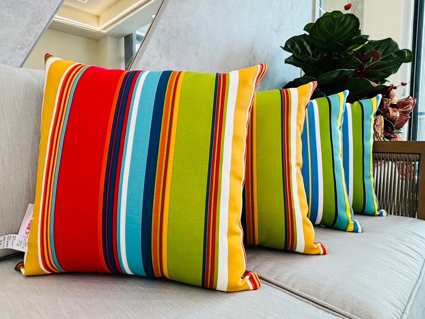 【台灣製 現貨 發票】條紋 抱枕 腰枕 45x45  48x30 防潑水 長形 方形 靠枕 靠背枕 枕套 枕芯【單顆】