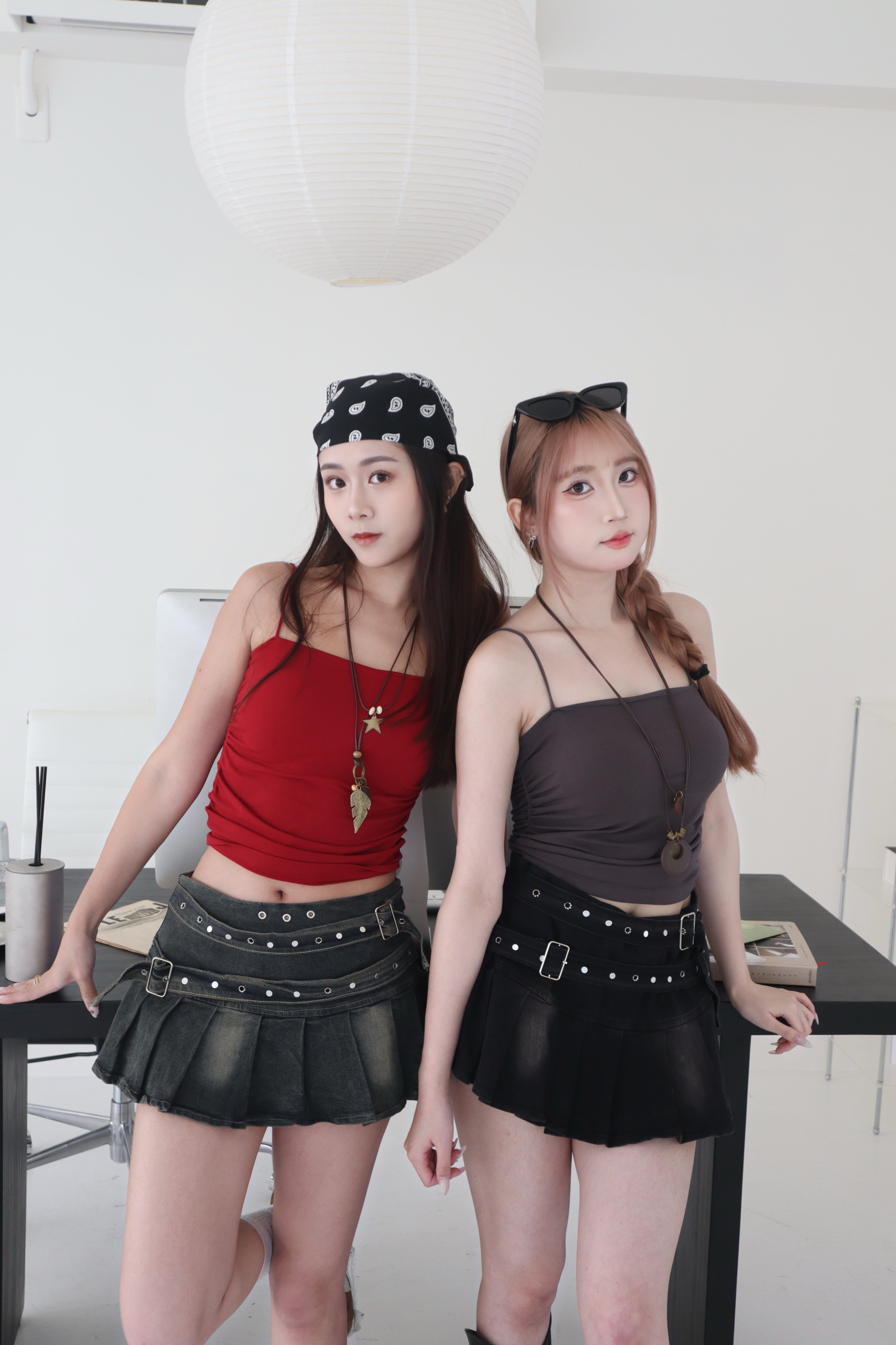 #D0003 | 🖤「GIRLHOOD ARMOR」| Y2K復古高腰綁帶牛仔百褶裙