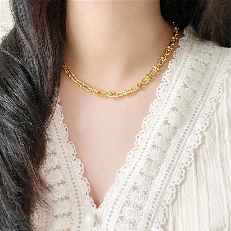 環環相扣 沙金鎖骨項鏈 XL1099