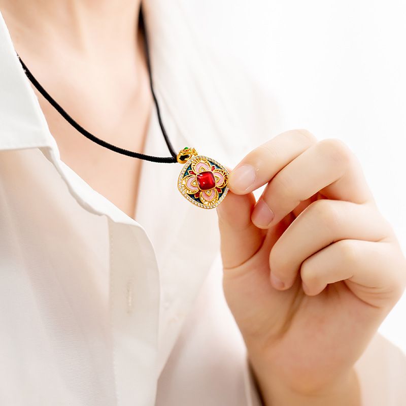 古法沙金琺瑯彩色吊墜金店同款鑲鑽首飾XL1199