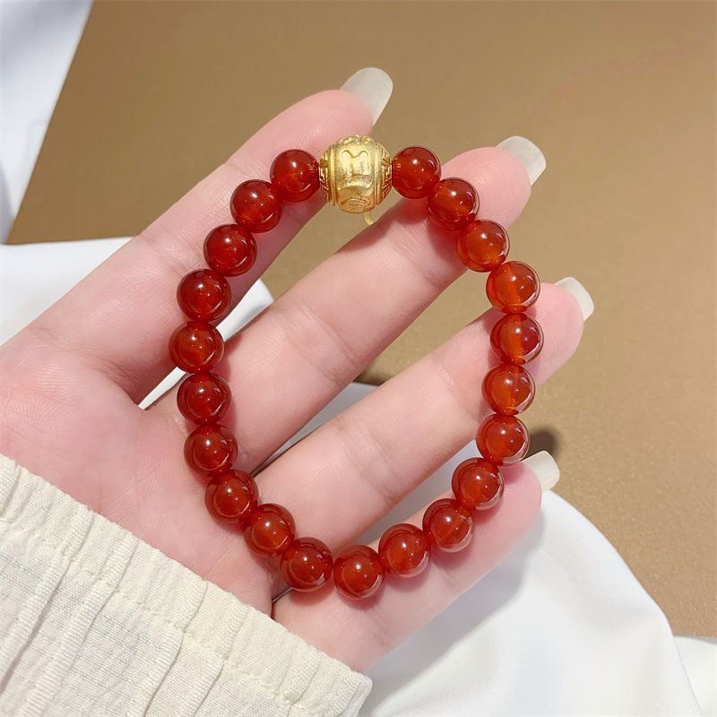 紅色瑪瑙六字真言手串戒指套裝SL1097