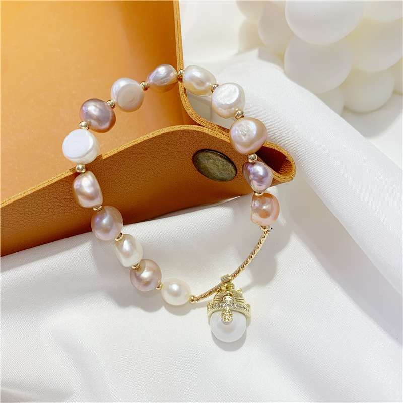 天然巴洛克淡水珍珠 沙金手鏈 SL 1009