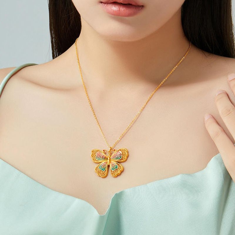 古法沙金金幻蝴蝶 鎖骨鏈XL1190