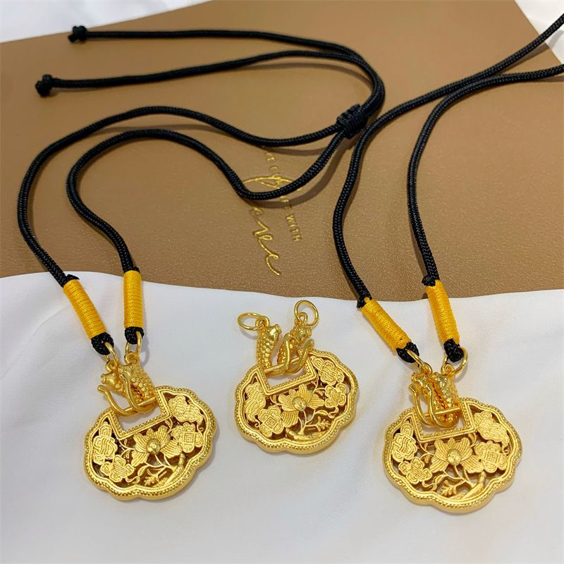 古法沙金  雙魚錦鯉平安鎖 XL1176