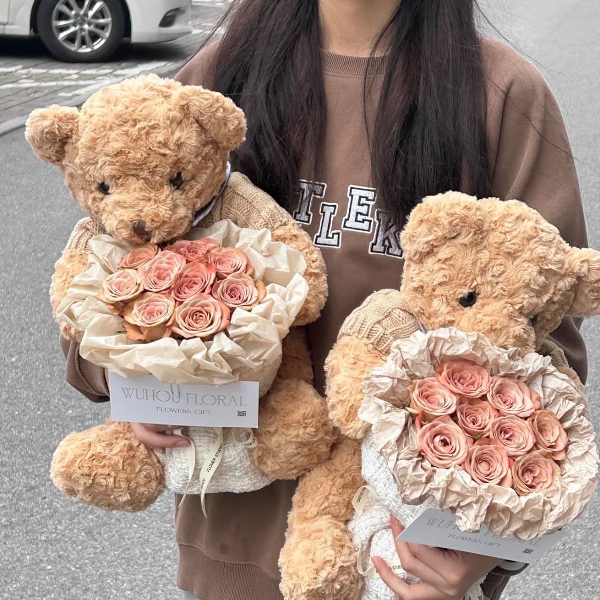 抱抱熊花束