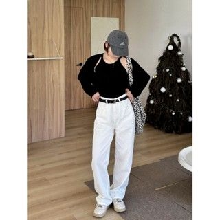 Velpro 現貨｜夏季清爽色.ᐟ.ᐟ白色高腰直筒牛仔褲♡