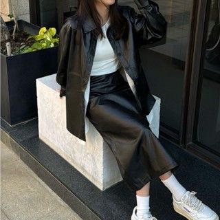 Velpro 現貨｜韓系皮衣皮裙兩件套⚡️高腰半身裙 修身必備 甜酷休閒穿搭