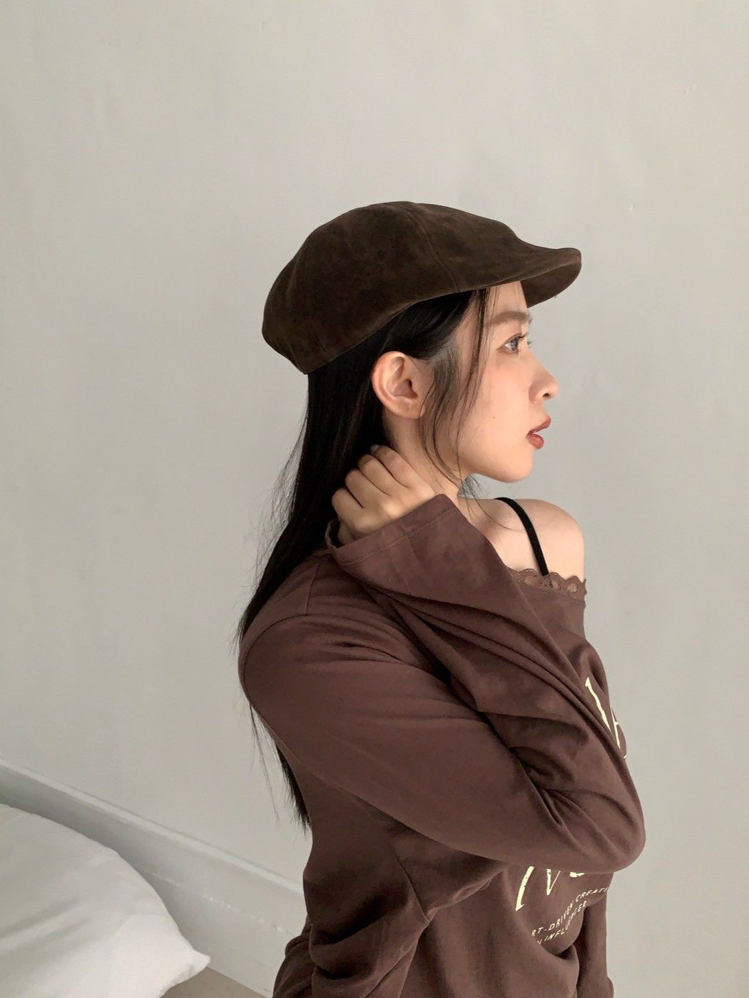 Velpro｜韓系麂皮復古小偷帽 貝雷帽 畫家帽 咖啡色帽子 鴨舌帽 女帽