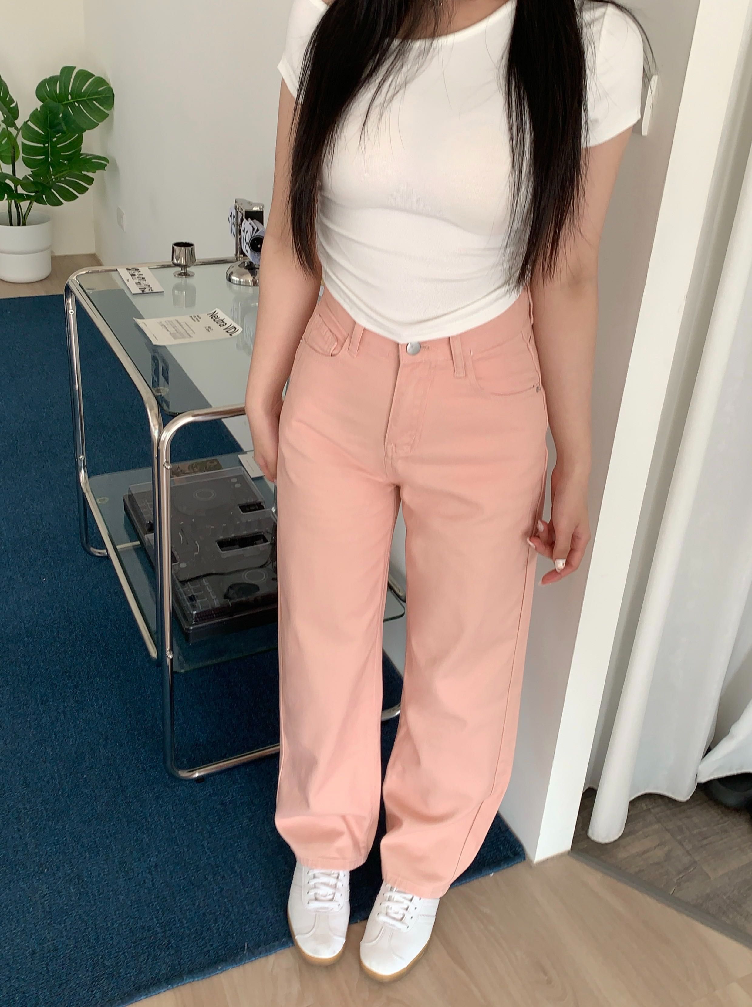Velpro 現貨｜小個子必收⚡️粉色高腰直筒牛仔褲