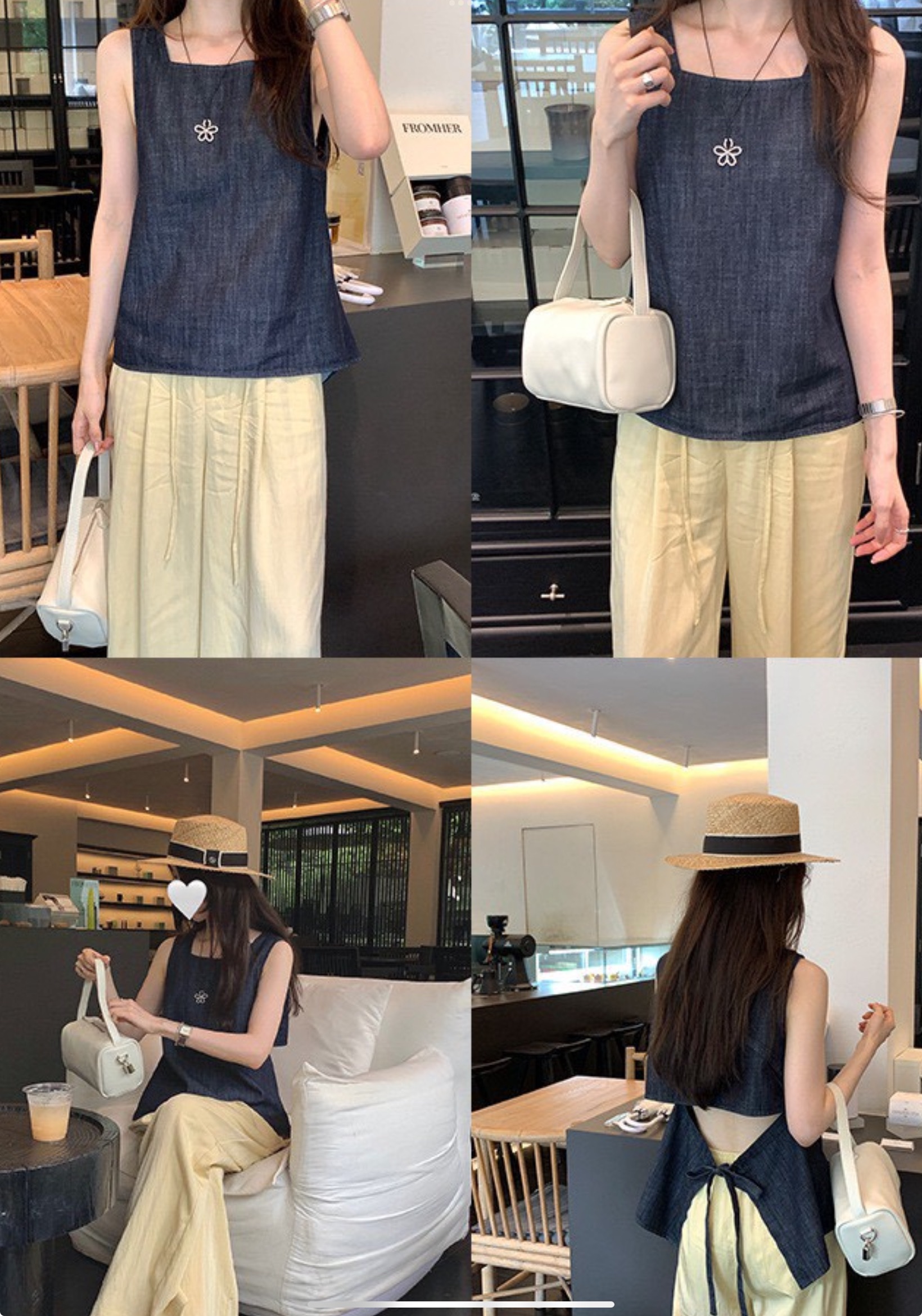 colette.yu♡ 預購｜韓系設計感露腰綁帶方領背心