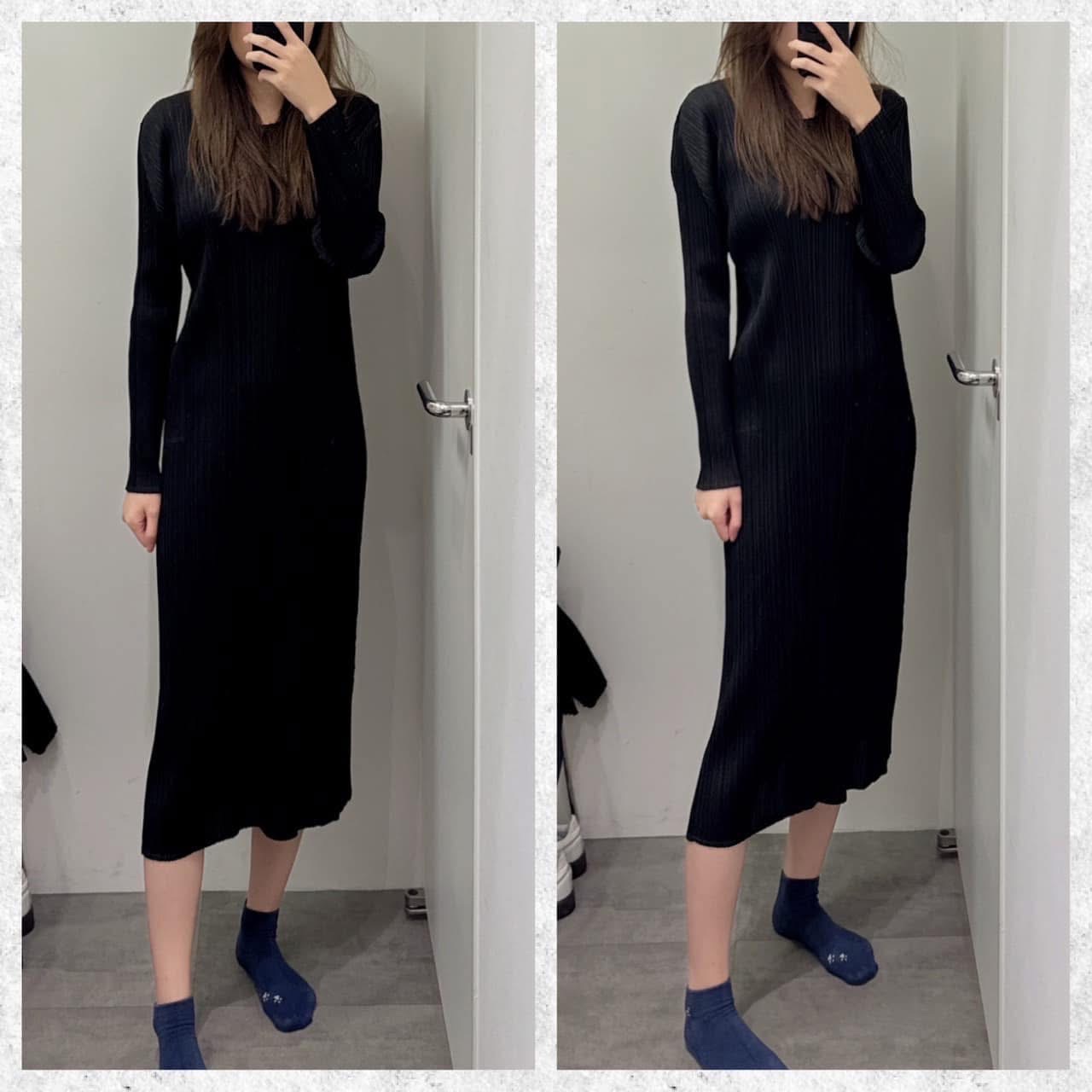 全新三宅一生 PP 圓領長袖洋裝 JH155