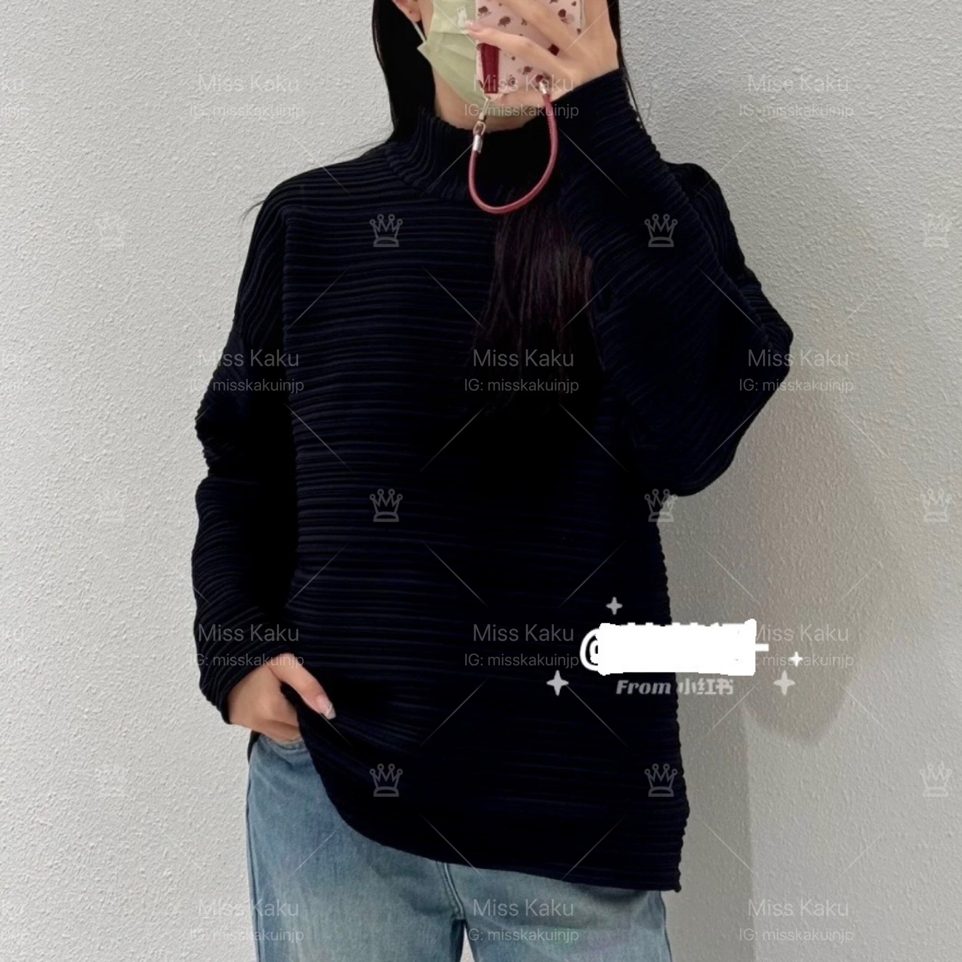 全新三宅ㄧ生 PP 縐褶橫褶彈跳長版上衣 KK793