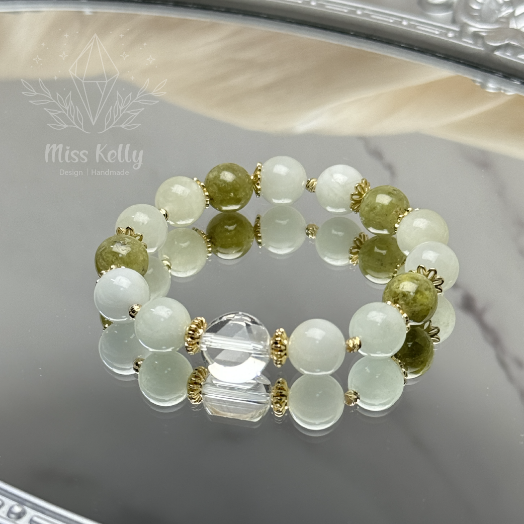 【Miss Kelly 凱莉小姐水晶手作設計】水晶手串/天然水晶/海綠寶/沙弗萊/白水晶切面/水晶手鏈