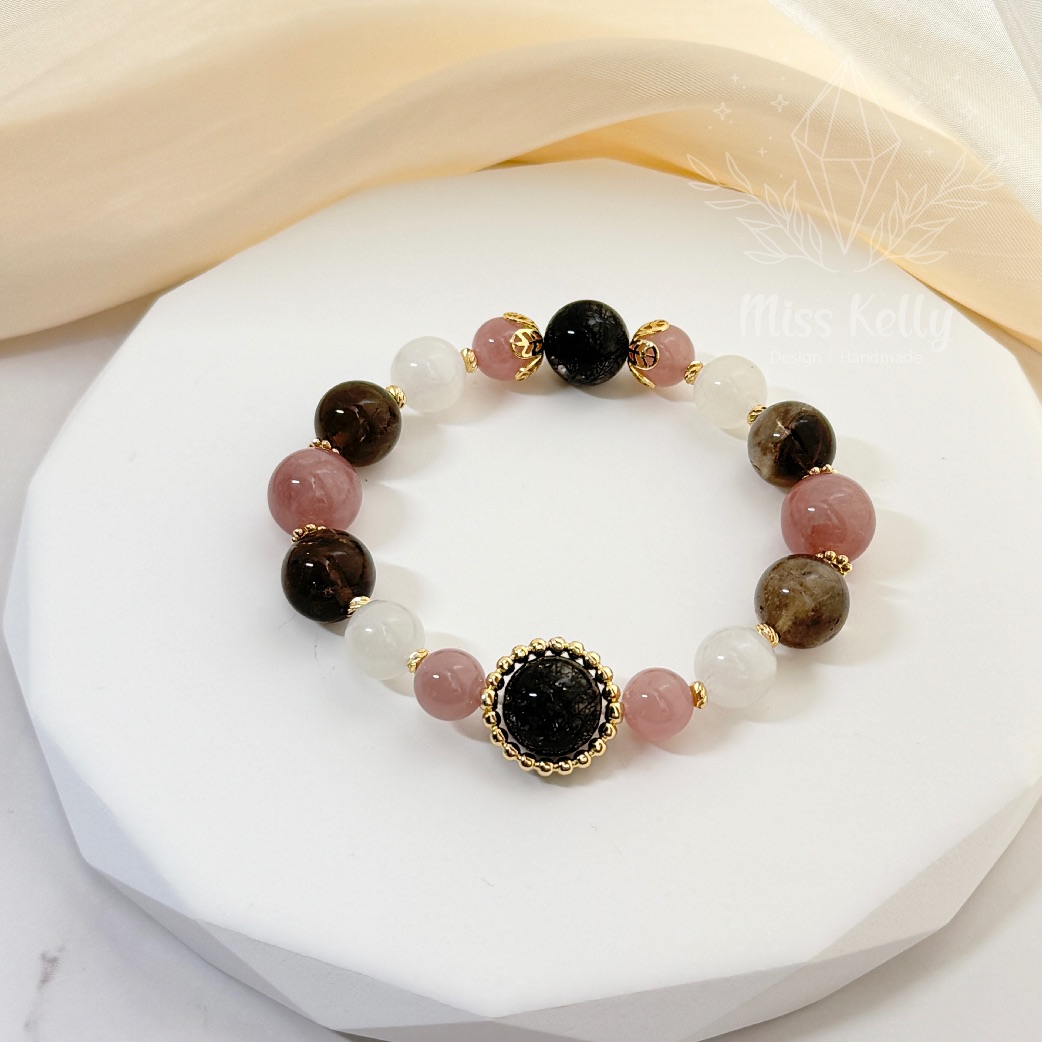 【Miss Kelly 凱莉小姐水晶手作設計】水晶手串/天然水晶/紫馬粉晶/茶阿塞/藍月光/蕾絲黑髮晶