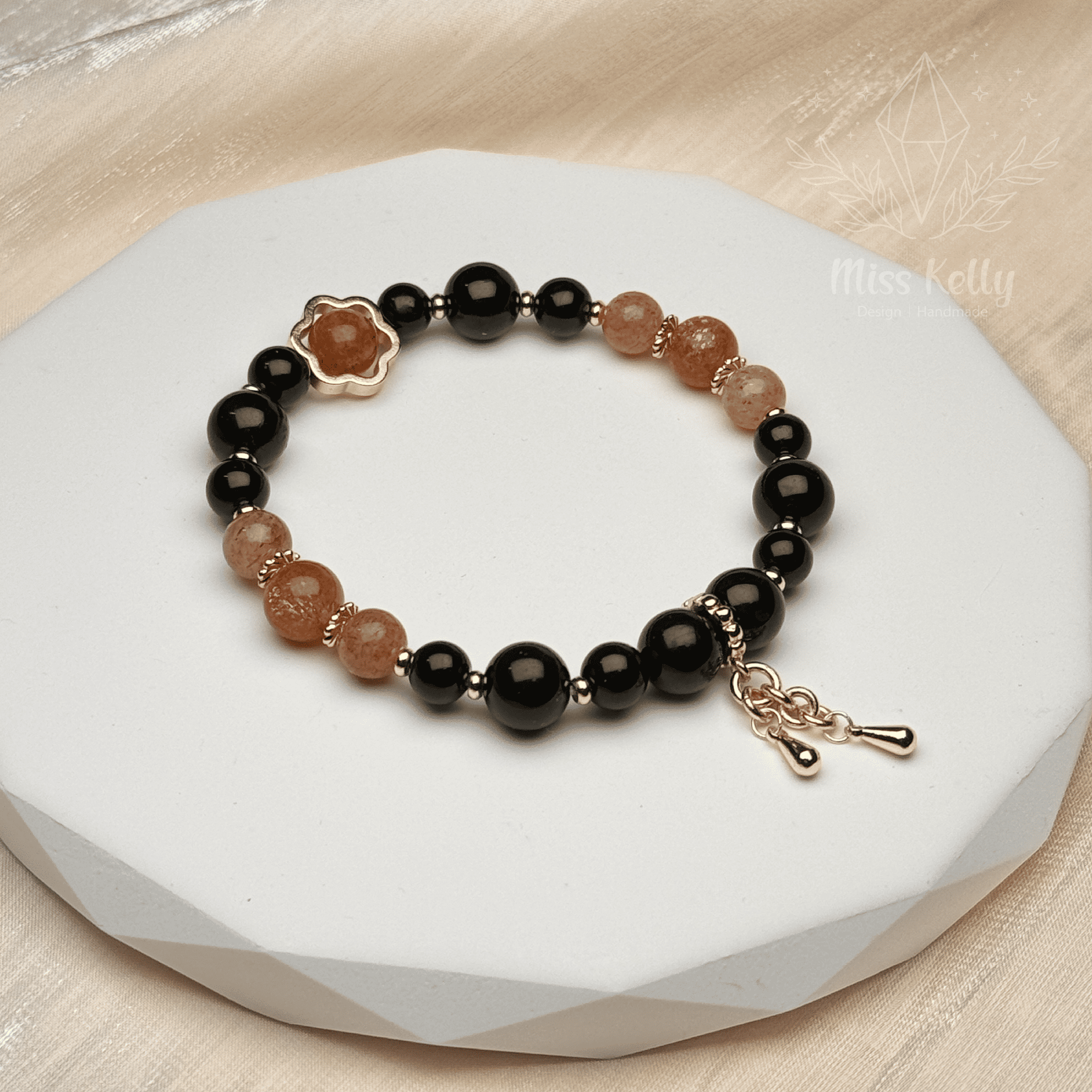 【Miss Kelly 凱莉小姐水晶手作設計】農曆七月必備/水晶手串/黑碧璽/金太陽/天然水晶