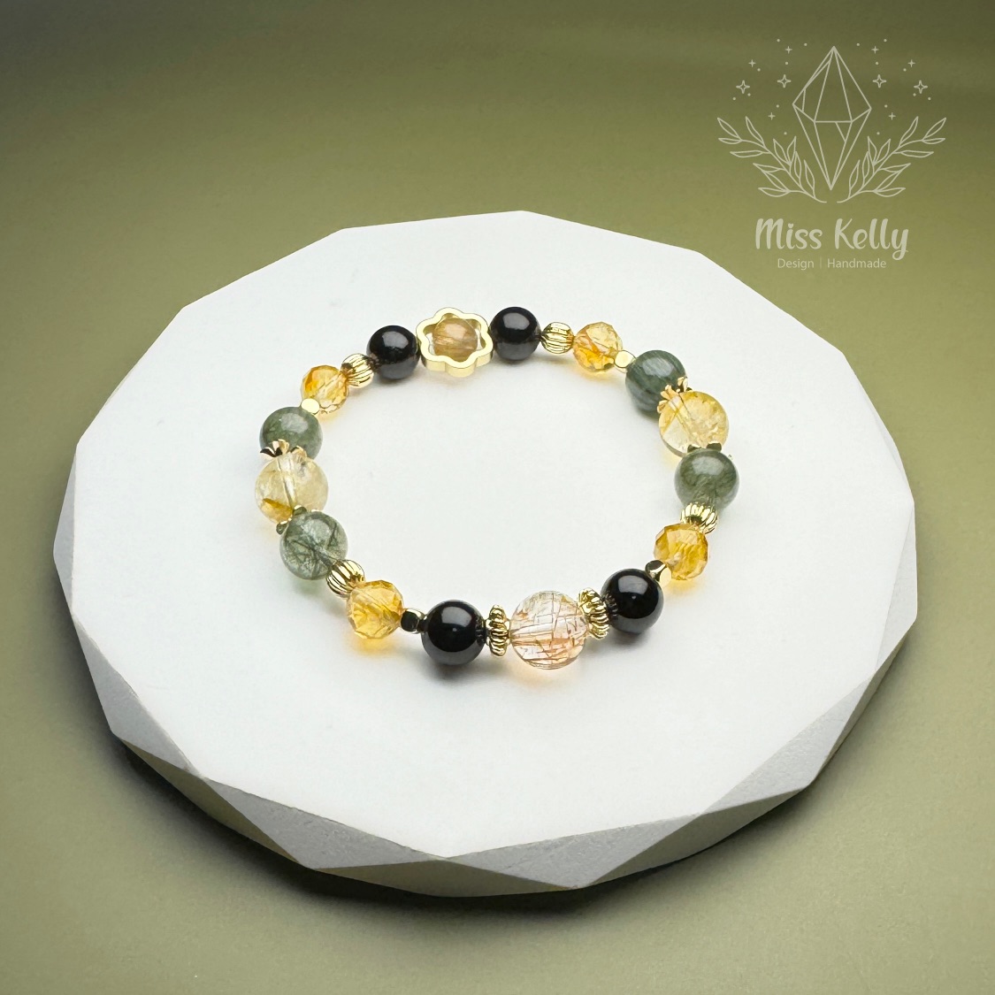【Miss Kelly 凱莉小姐】巴西綠髮晶/黃水晶（鑽切）/黑碧璽/黑金超七/彩銅髮晶/天然水晶