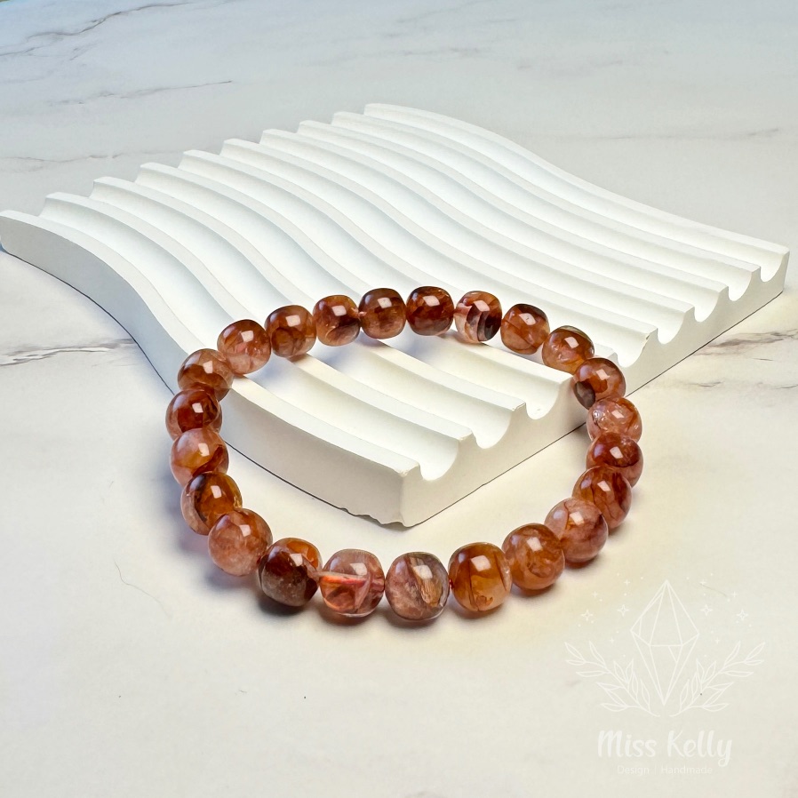 [Miss Kelly 凱莉小姐] 新品～紅膠花/牛血紅膠花/老形珠/天然水晶