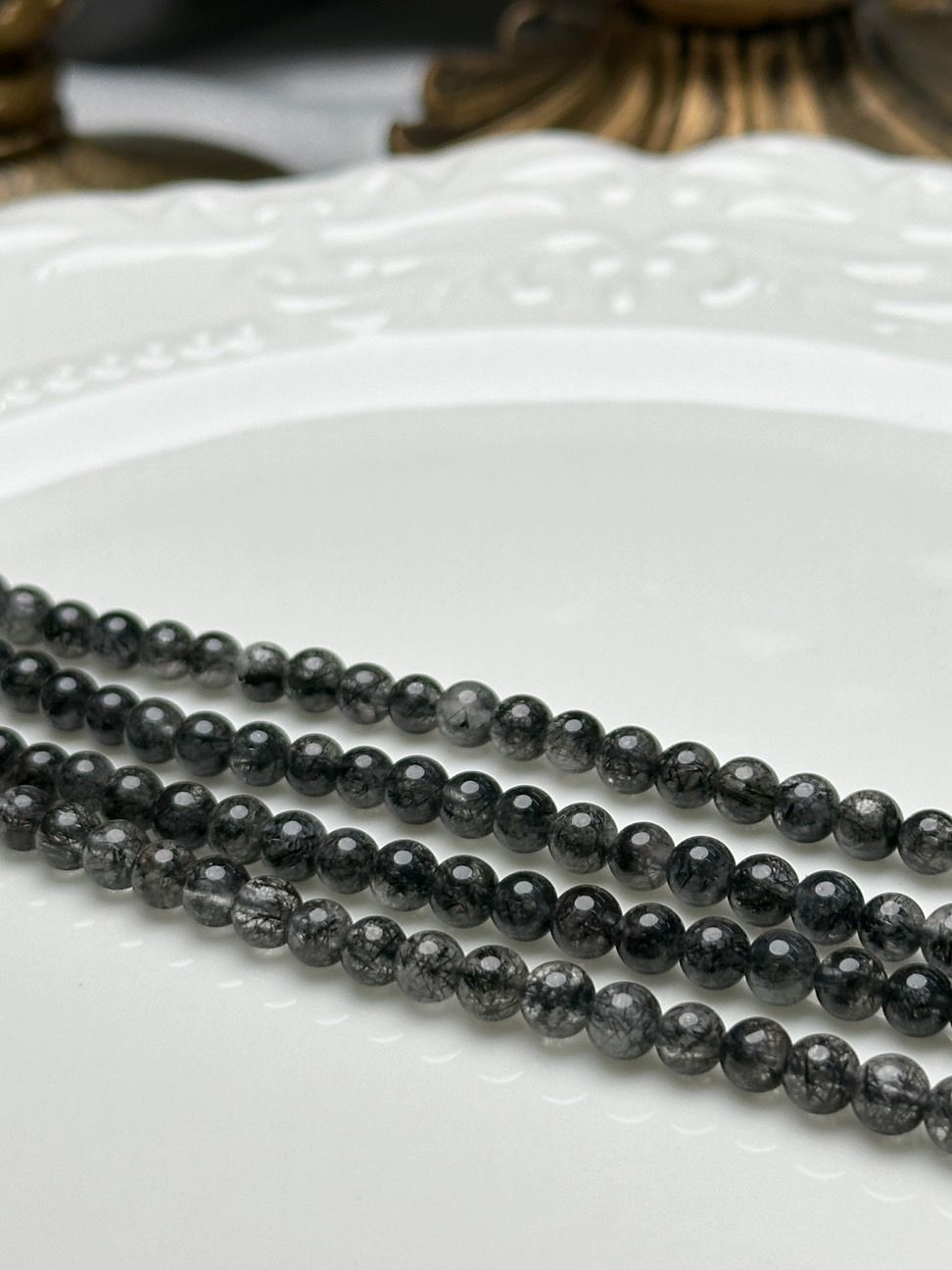 黑髮晶串珠、手鍊