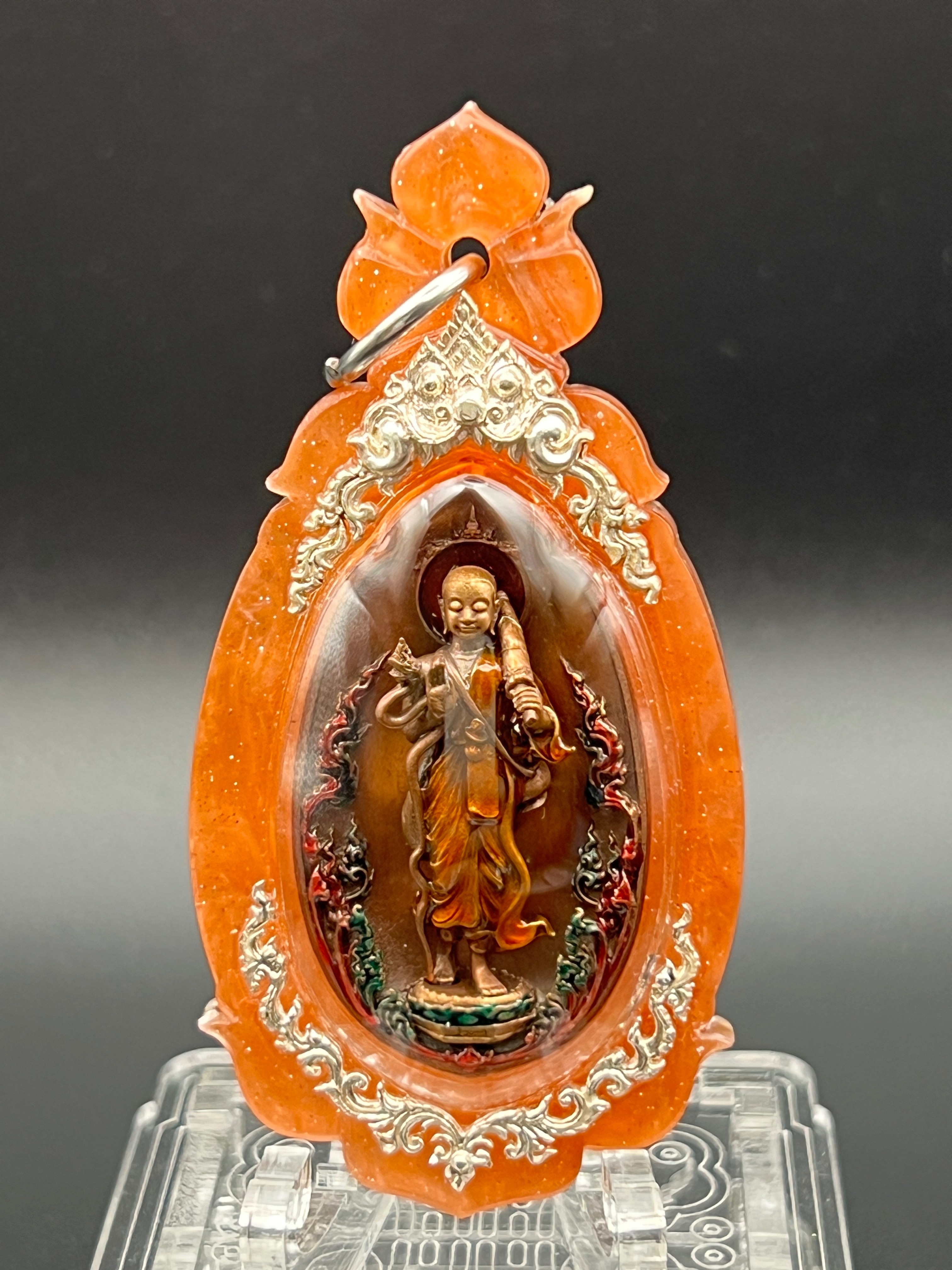 金獅洞寺2566年 希瓦利 （三財神之一）稀有佛牌藝術品 純銀外殼