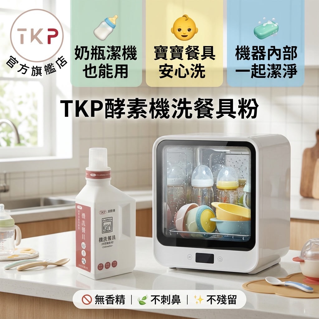 TKP酵素機洗餐具粉｜奶瓶清潔機＋洗碗機兩用｜（600克）寶寶餐具安心清潔 台灣製造 奶瓶清潔 無香精無殘留 嬰幼兒適用
