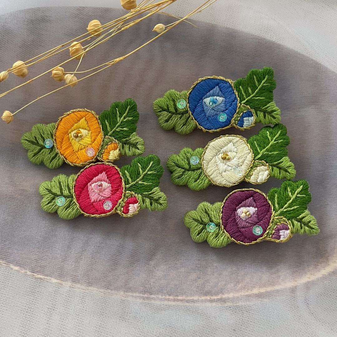 手刺繡髮夾《晨露》請點圖片觀看細節