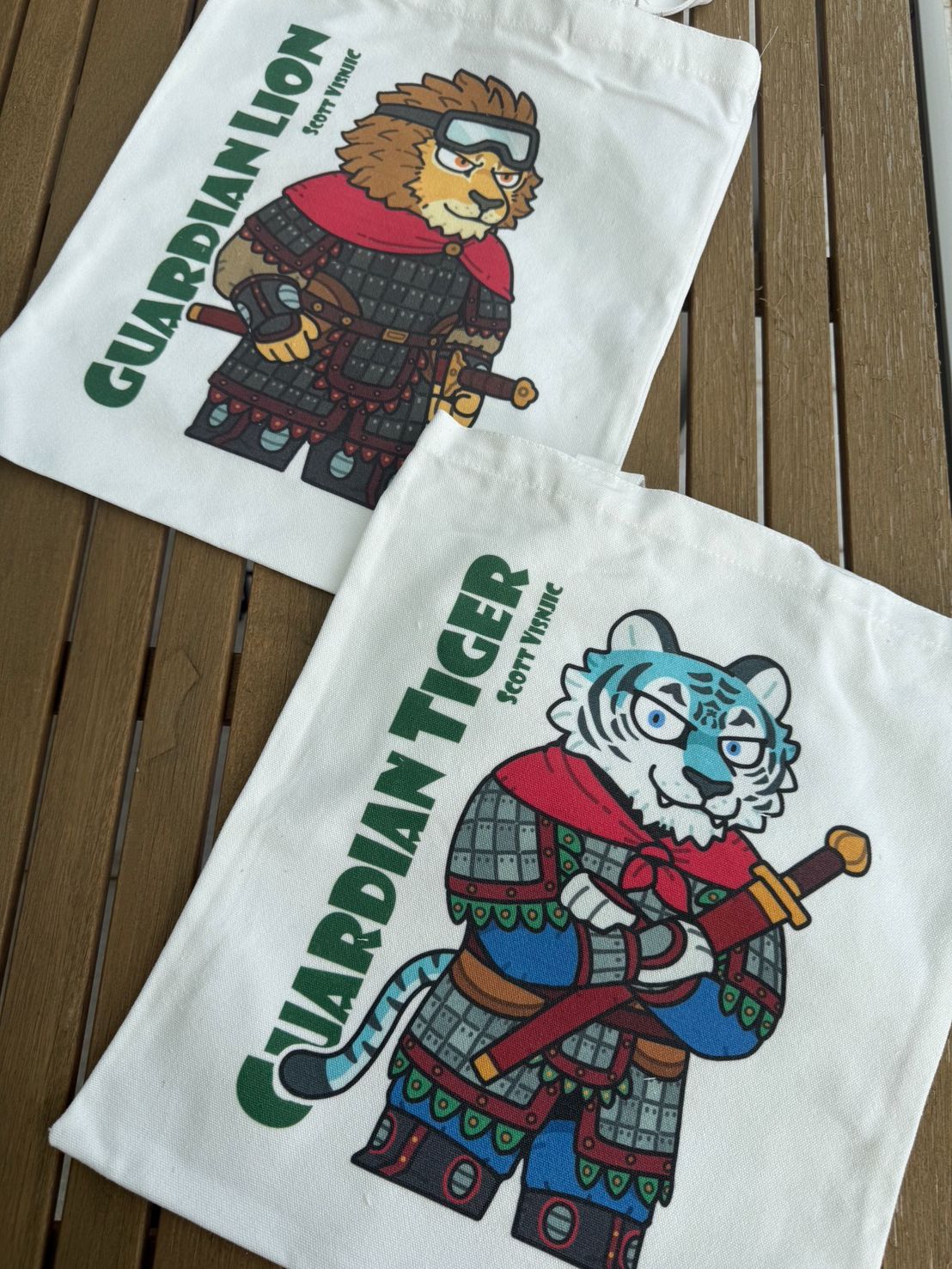 大型帆布購物袋🛍️（🦁獅子辛格+🐯藍虎青泉）