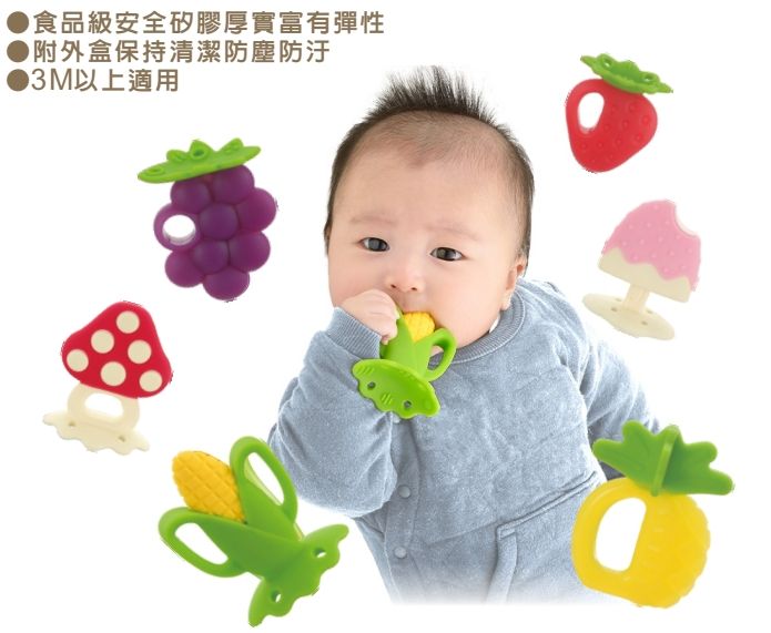 【利其爾Richell】蔬果咬咬固齒器附收納盒（多款可選） 安撫玩具 寶寶固齒器
