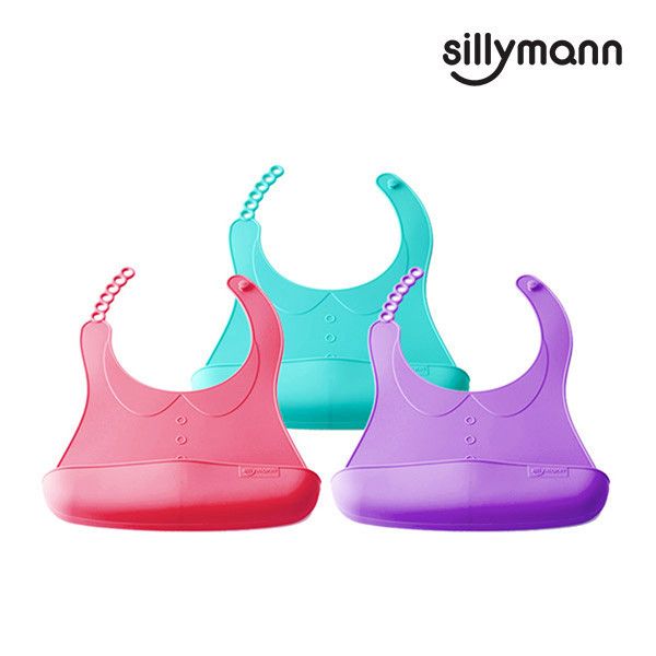 韓國【sillymann】100%鉑金矽膠 幼兒軟式矽膠立體圍兜（多色可選）