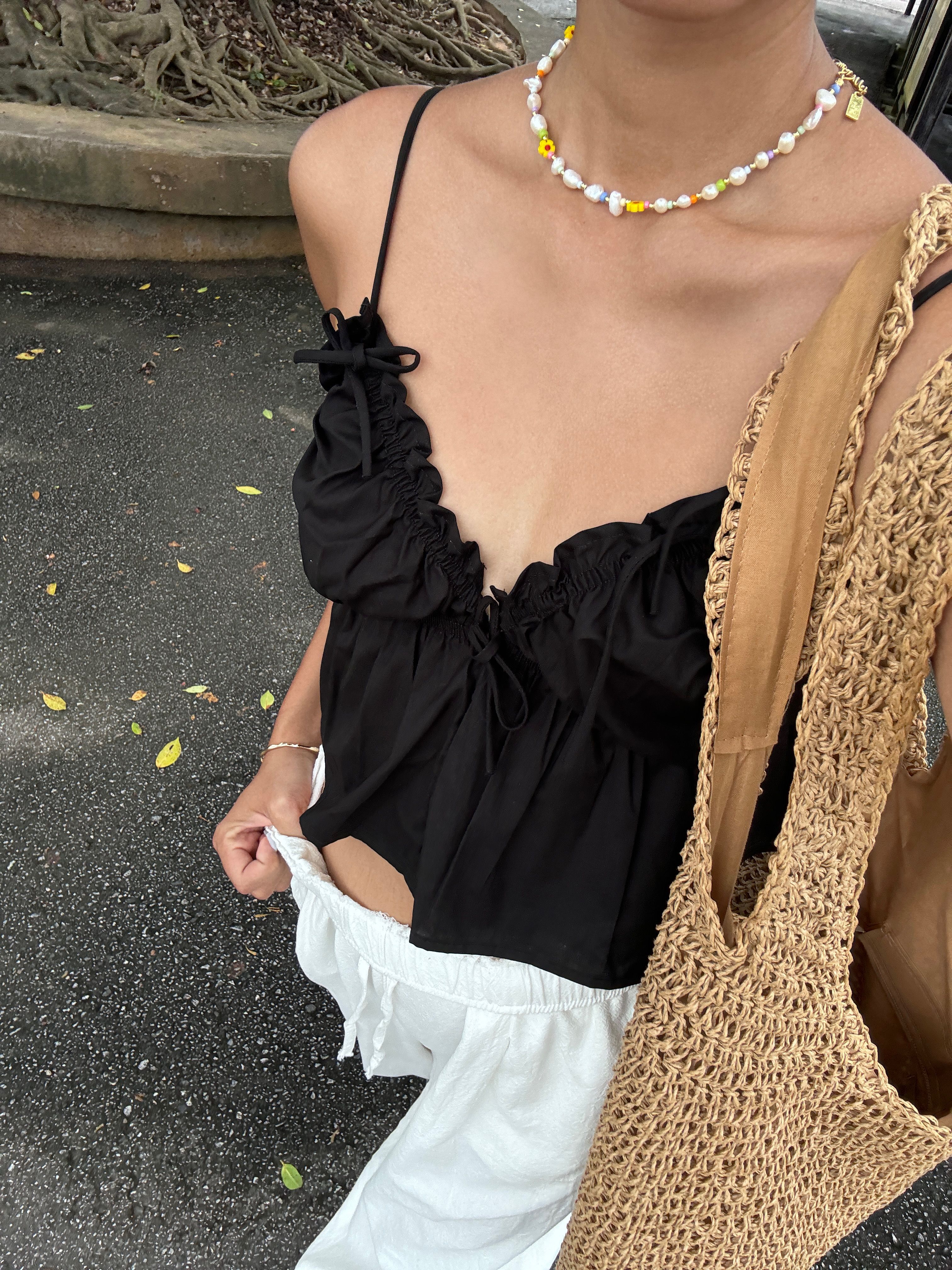 Bail vacation top🥥🌴法式花邊綁帶背心