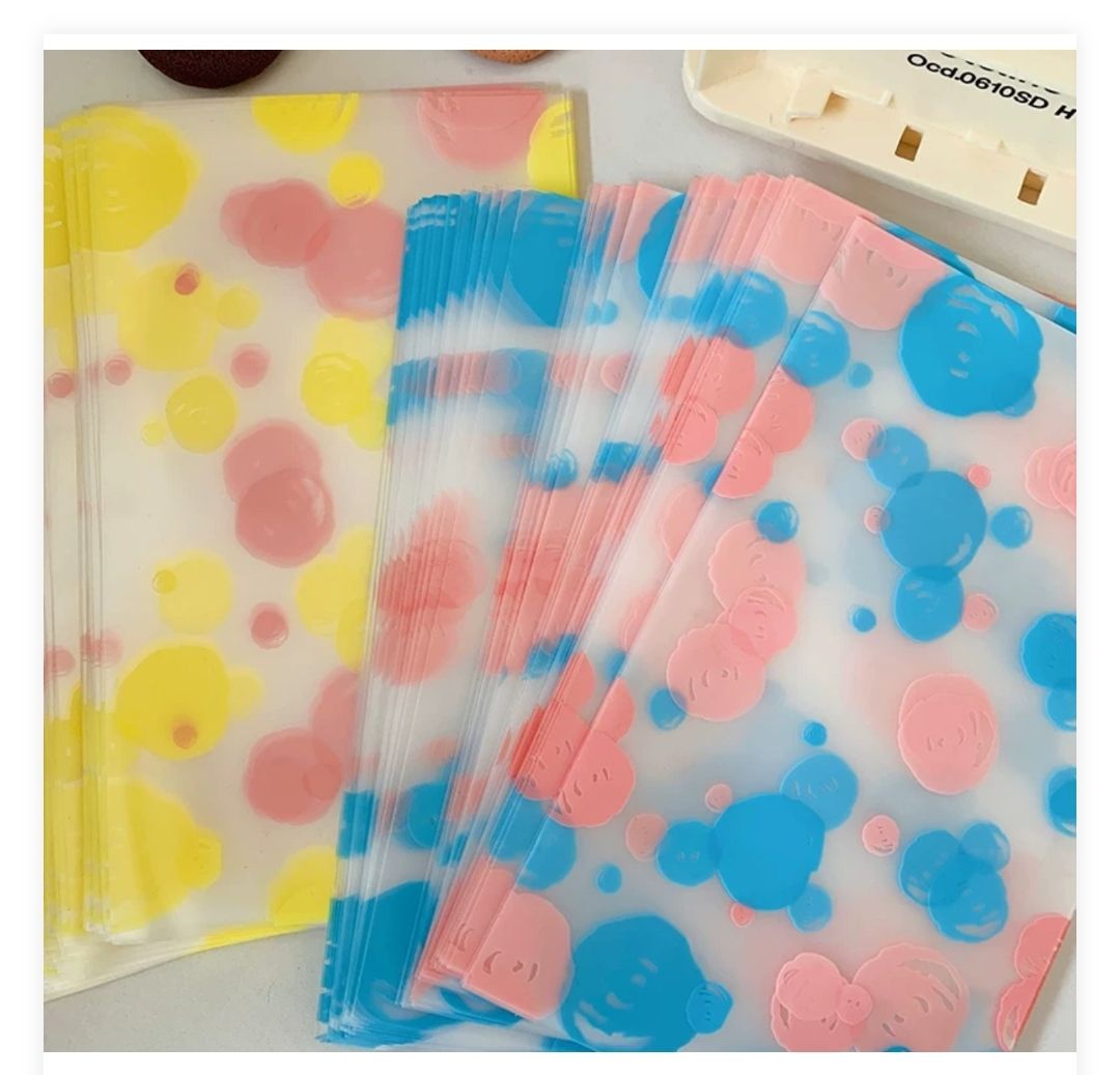 黃，藍粉塗鴉磨砂自封袋