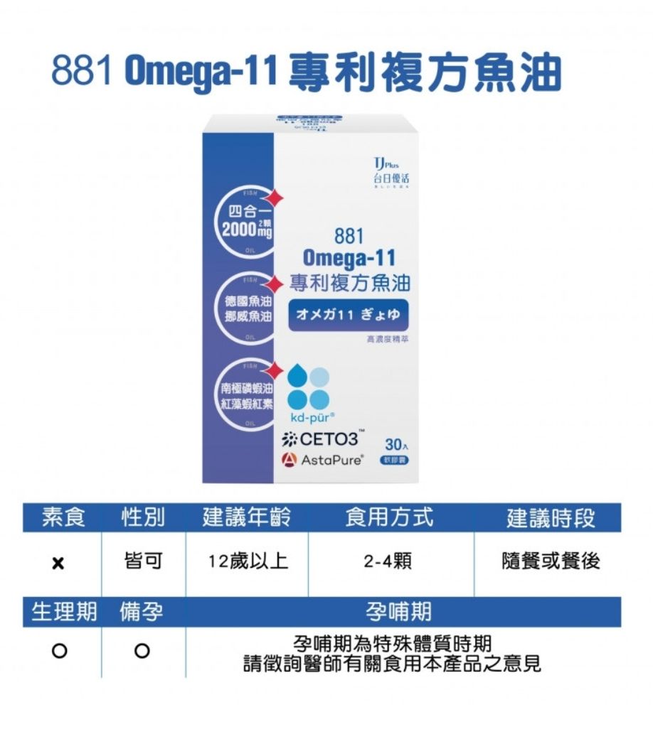 ★現貨商品★881 Omega-11專利複方魚油