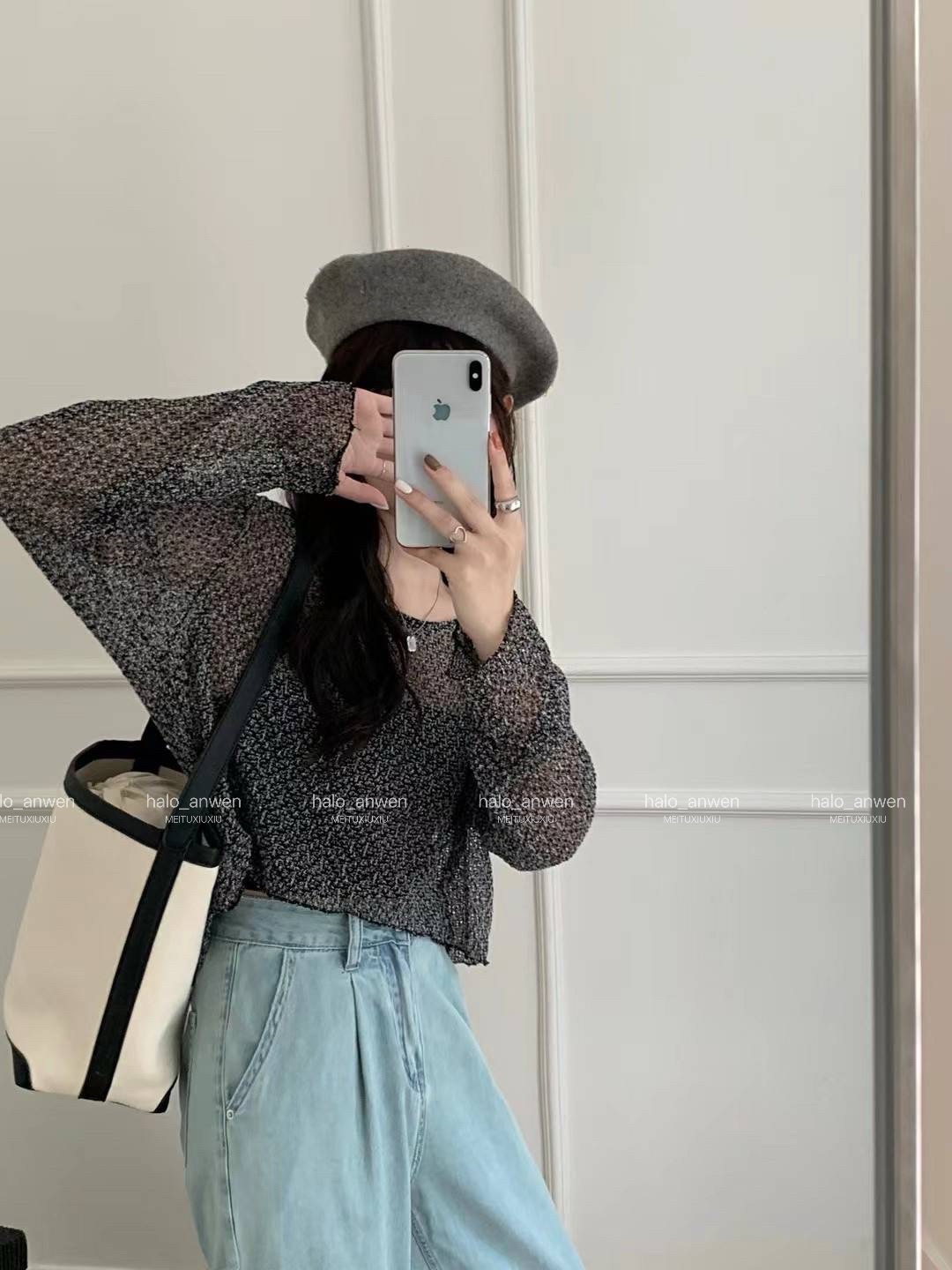 薄款洞洞寬鬆針織外罩衫