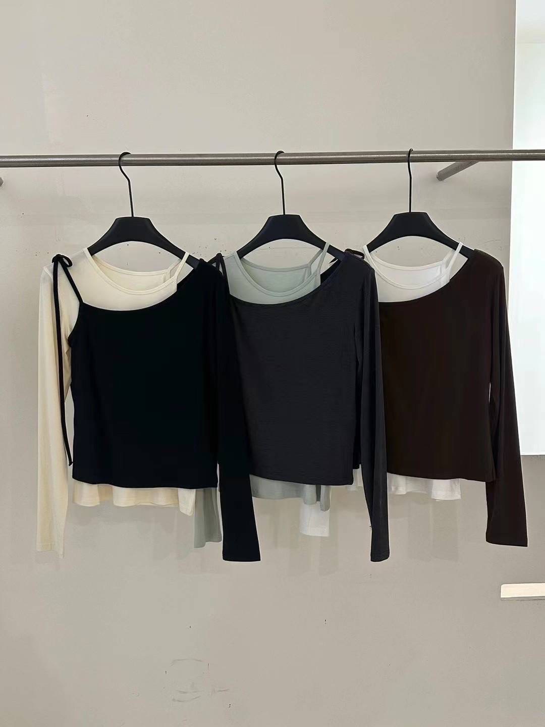 韓國設計街頭感真兩件薄款上衣