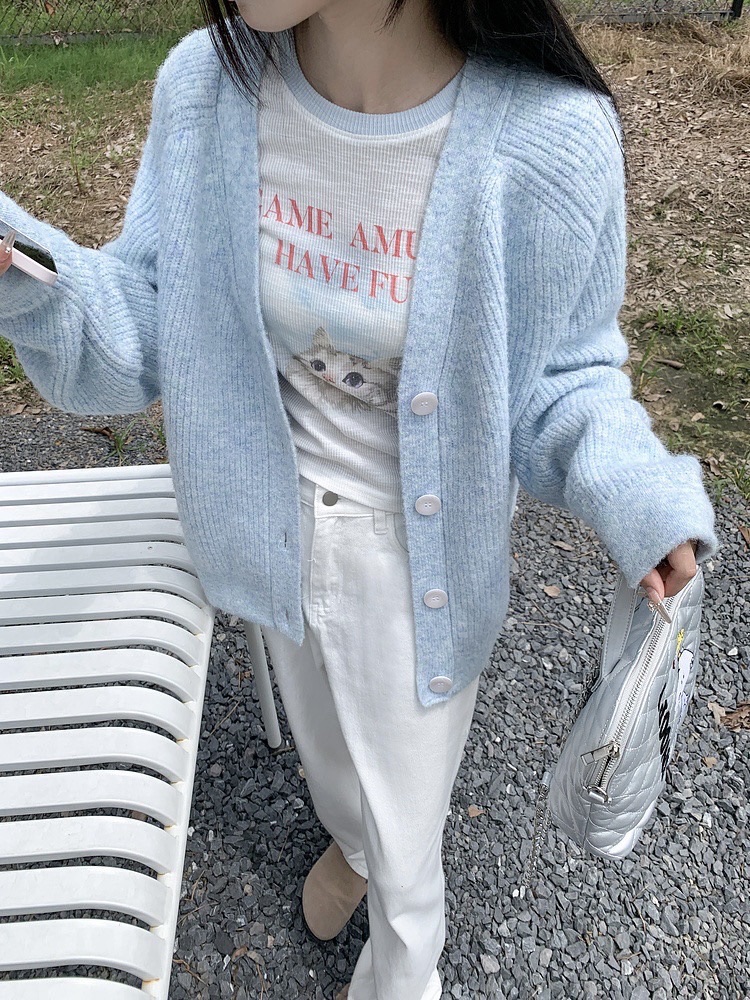 秋新款韓系甜美慵懶針織開衫外搭毛衣