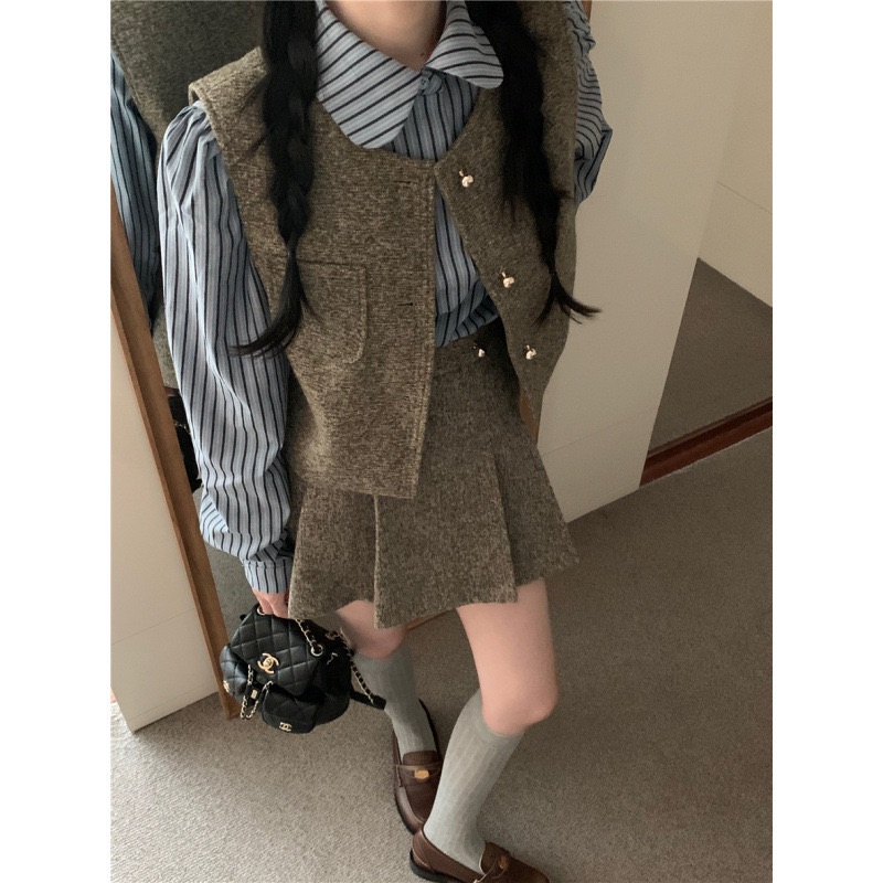 秋冬美拉德小香風三件套裝