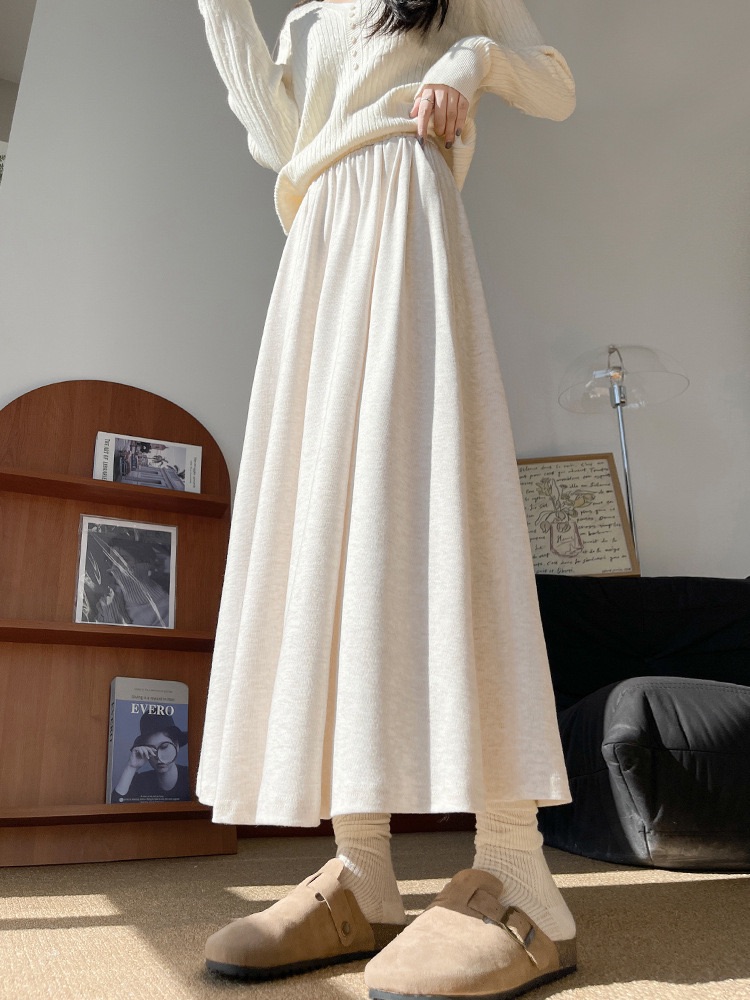 慵懶感軟糯高腰A字垂感傘裙