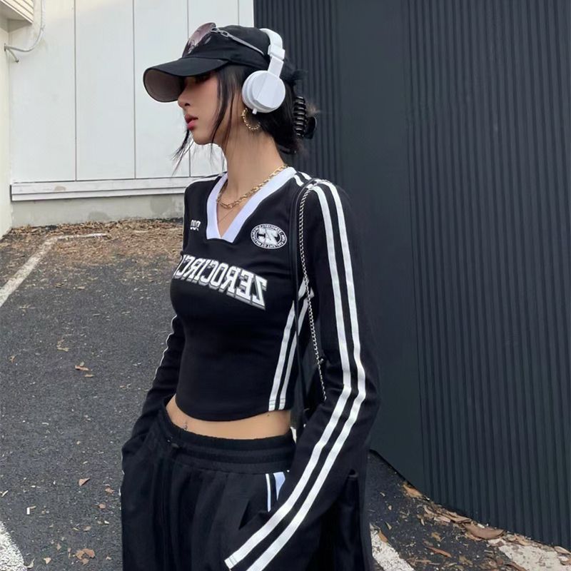 美式復古長袖修身上衣