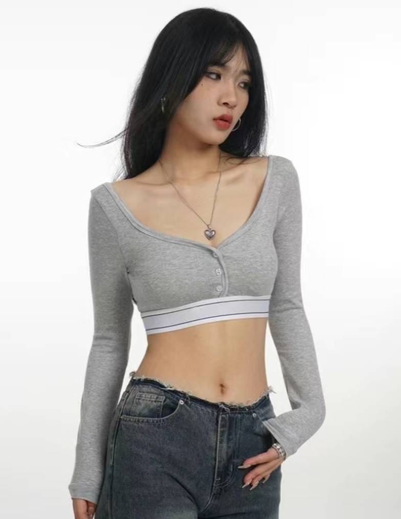 歐美短板排扣上衣