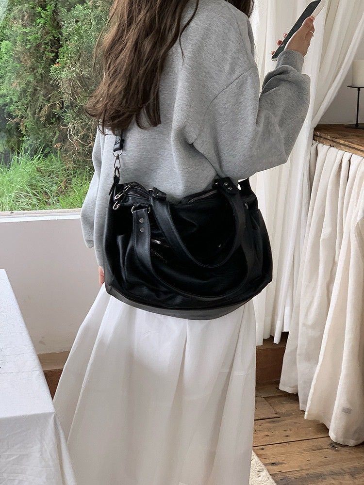 墨格計劃-設計感多拉鍊大容量包包 2color