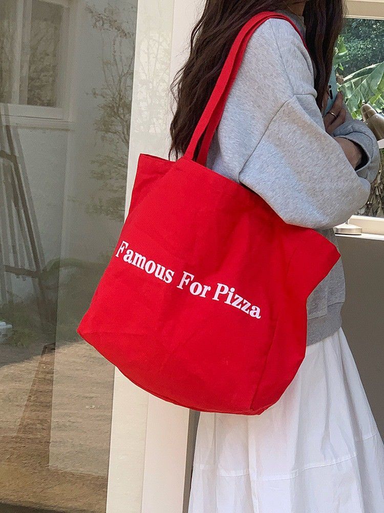 向陽日記-紅色字母大容量帆布袋